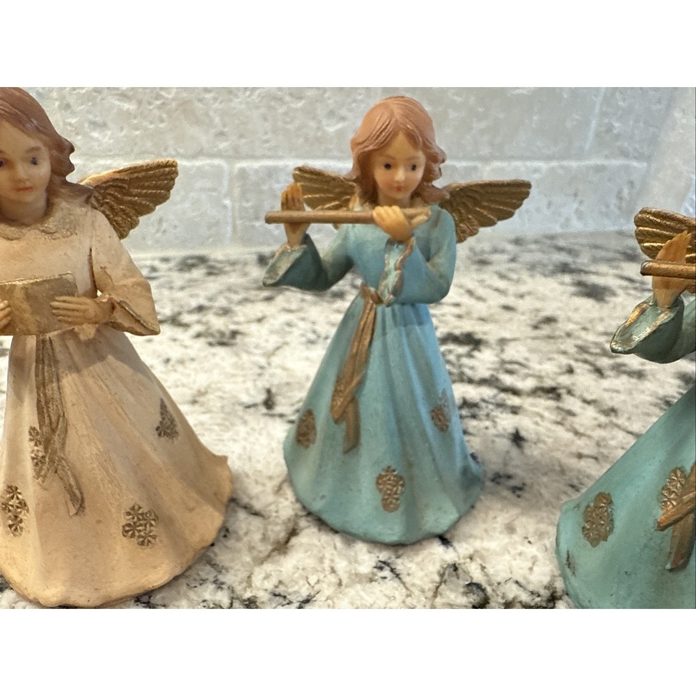 5 Vtg Art Plastics Angel Figurine Ornament Lot British Hong Kong Songbook Flute - Picture 3 of 9